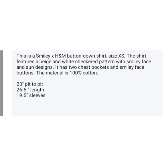 💕NWOT💕 Women's /Juniors H&M Smiley Button-Down Shirt/Jacket Oversize XS Beige - Picture 11 of 12